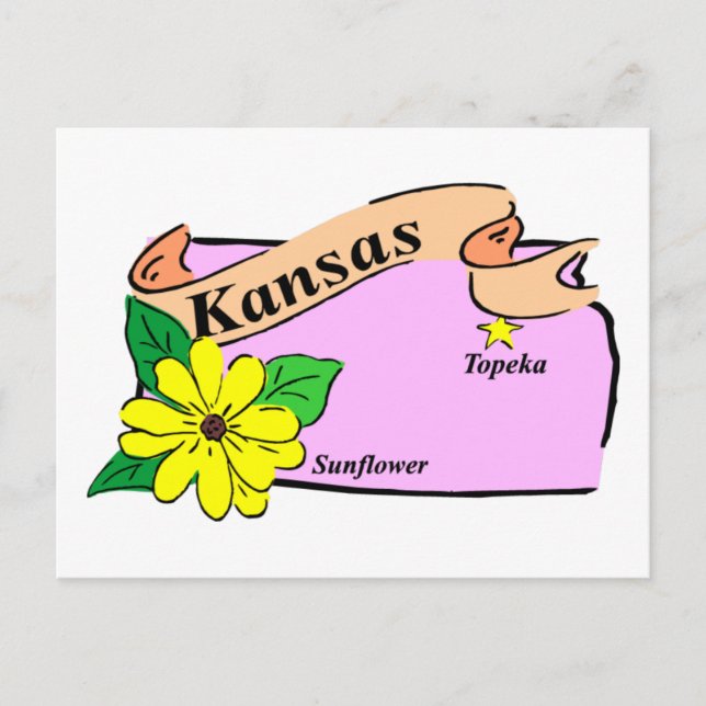 Cartão Postal Mapa do Kansas (Frente)