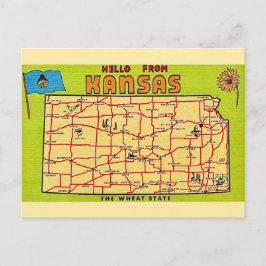 Cartão Postal Mapa do Kansas em Postal