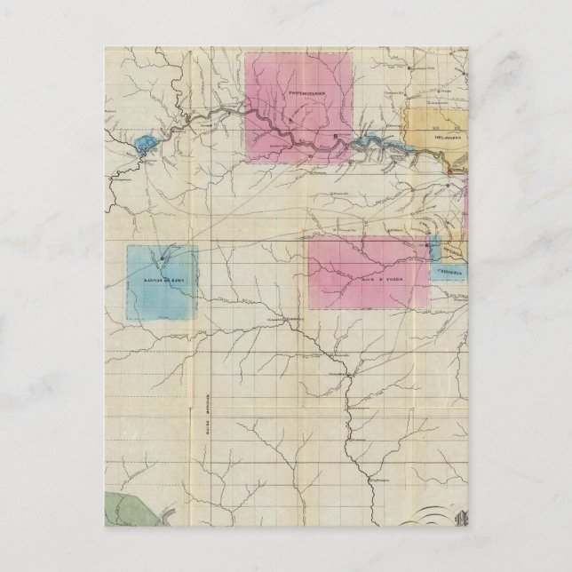 Cartão Postal Mapa do Kansas Oriental (Frente)