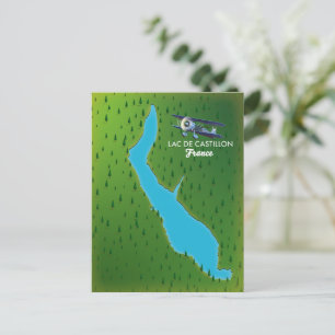 Cartão Postal Mapa do Lac de Castillon França