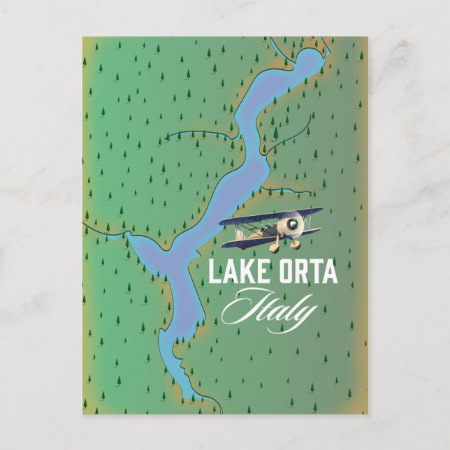 Cartão Postal Mapa do lago de Orta Itália (Frente)