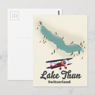Cartão Postal Mapa do Lago de Thun Suíça