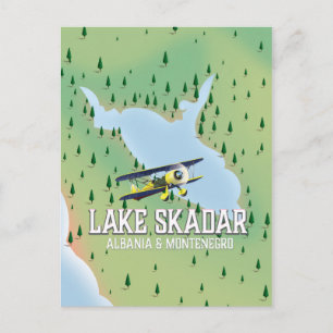 Cartão Postal Mapa do lago do Lago Skadar Albânia e Montenegro