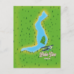 Cartão Postal Mapa do lago Iseo Itália