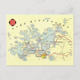 Cartão Postal Mapa do Lago Minnetonka
