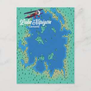 Cartão Postal Mapa do Lago Nipigon Canadá