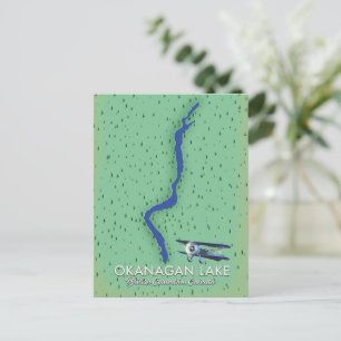 Cartão Postal Mapa do Lago Okanagan Colúmbia Britânica Canadá