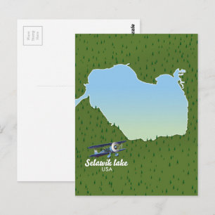 Cartão Postal mapa do lago Selawik Alasca