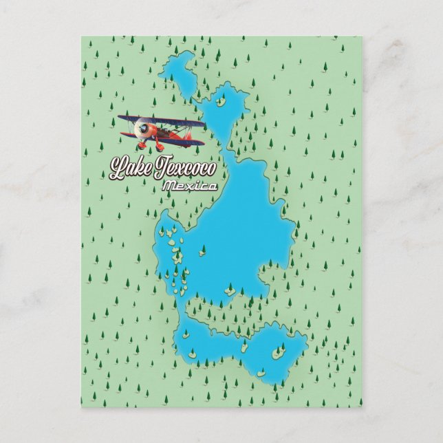 Cartão Postal Mapa do lago Texcoco México (Frente)