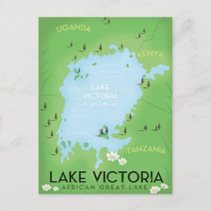 Cartão Postal Mapa do Lago Vitória - arte de viagem do Grande La
