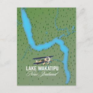 Cartão Postal Mapa do Lago Wakatipu Nova Zelândia