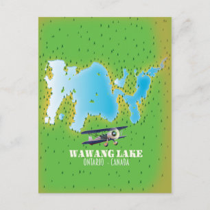 Cartão Postal Mapa do lago Wawang Ontário Canadá
