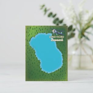 Cartão Postal Mapa do Lund Fjord Dinamarca