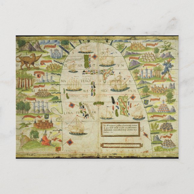 Cartão Postal Mapa do mar da China, fac-símile do 'Atlas Miller' (Frente)