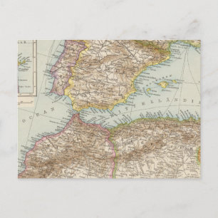 Cartão Postal Mapa do Mediterrâneo Ocidental