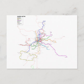 Cartão Postal Mapa do Metro de Madrid (Espanha)