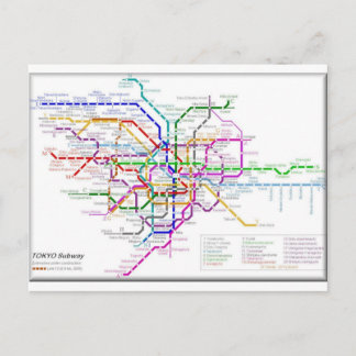 Cartão Postal Mapa do Metro de Tóquio