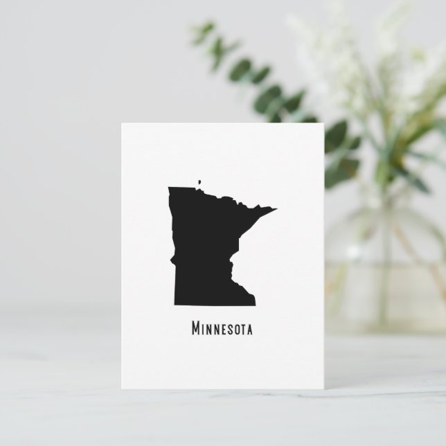 Cartão Postal Mapa do Minnesota - Moderno preto e branco do Minn (Em pé/Frente)