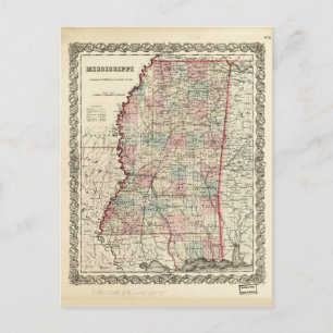 Cartão Postal Mapa do Mississippi (1855)