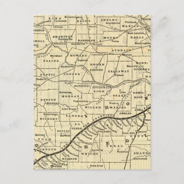 Cartão Postal Mapa do Missouri 2 (Frente)