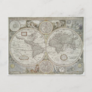 Cartão Postal Mapa do Mundo 1676