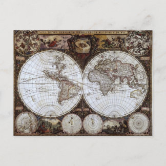 Cartão Postal Mapa do Mundo Antigo
