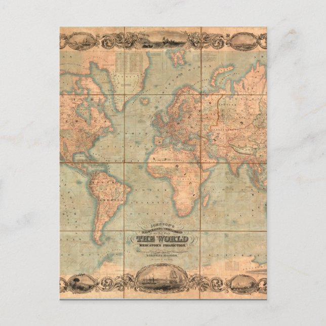 Cartão Postal Mapa do Mundo Antigo 4 (Frente)