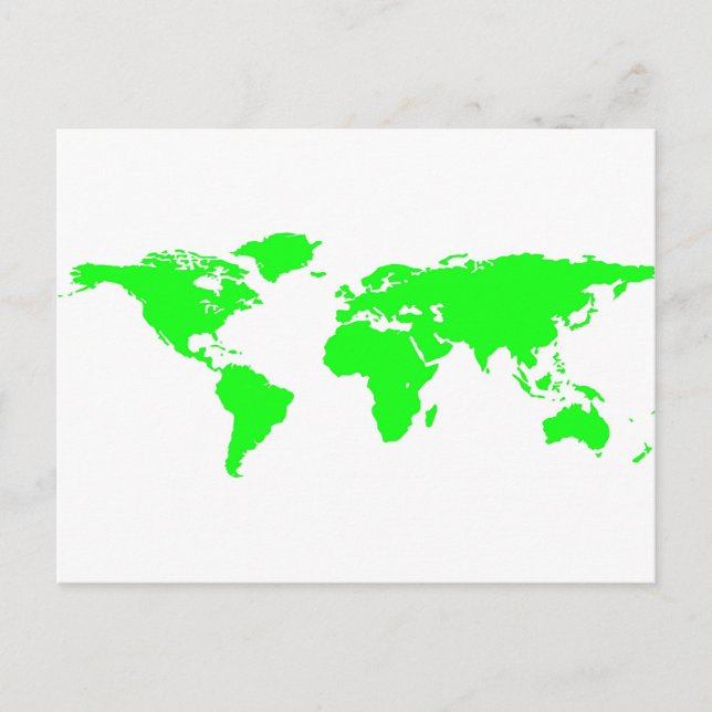 Cartão Postal Mapa do Mundo Branco Verde (Frente)