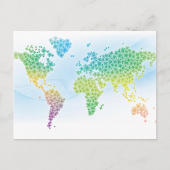 Cartão Postal Mapa do Mundo Colorido (Frente)