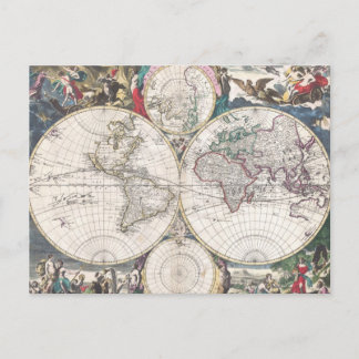 Cartão Postal Mapa do Mundo de Bormeester de 1685
