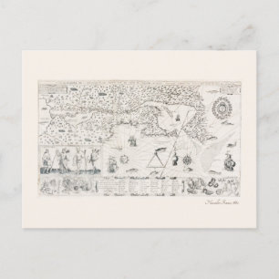 Cartão Postal Mapa do Mundo Medieval Quebec - Nouvelle - França