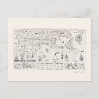 Cartão Postal Mapa do Mundo Medieval Quebec - Nouvelle - França