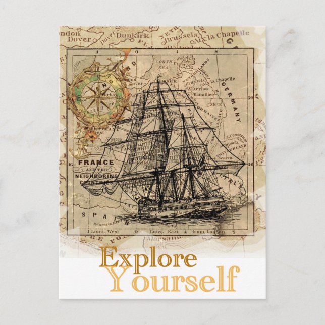 Cartão Postal Mapa do Mundo Vintage (Frente)