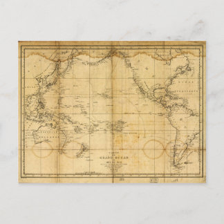Cartão Postal Mapa do Oceano Pacífico (1788)