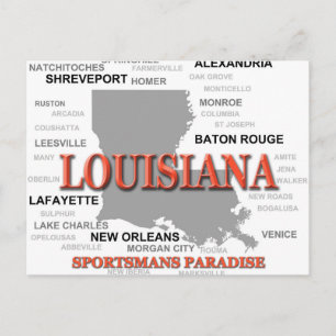 Cartão Postal Mapa do Orgulho do Estado de Louisiana Silhouette