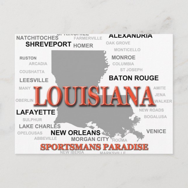 Cartão Postal Mapa do Orgulho do Estado de Louisiana Silhouette (Frente)