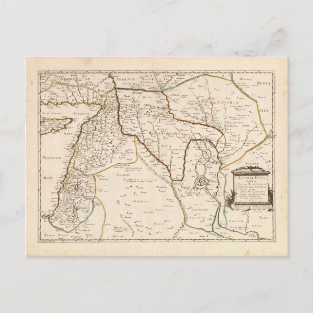 Cartão Postal Mapa do Oriente Médio (1651) (Frente)