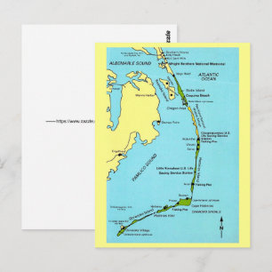 Cartão Postal Mapa do Outer Banks em Postal