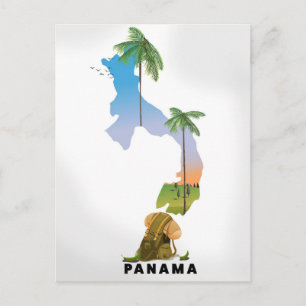 Cartão Postal Mapa do Panamá, impressão de poster de viagem ilus