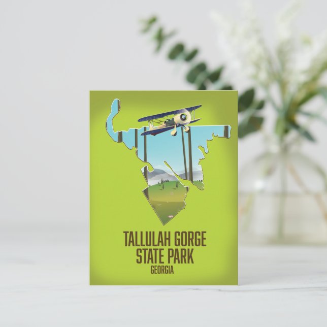 Cartão Postal Mapa do Parque Estadual do Gorge Tallulah (Em pé/Frente)