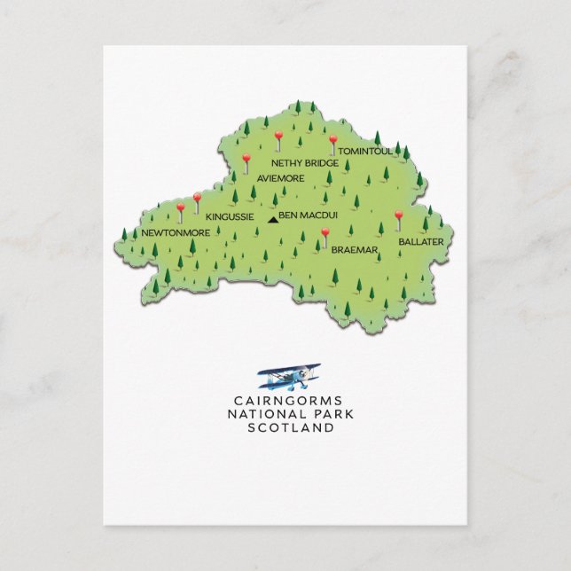 Cartão Postal Mapa do Parque Nacional do Cairngorms (Frente)