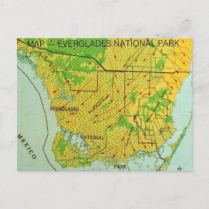 Cartão Postal Mapa do Parque Nacional Everglades em Postal