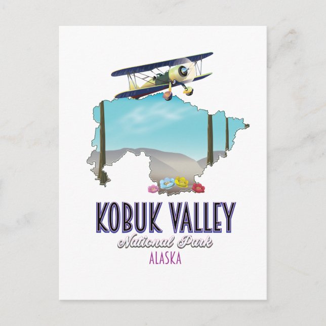 Cartão Postal Mapa do parque nacional Kobuk Valley Alasca (Frente)