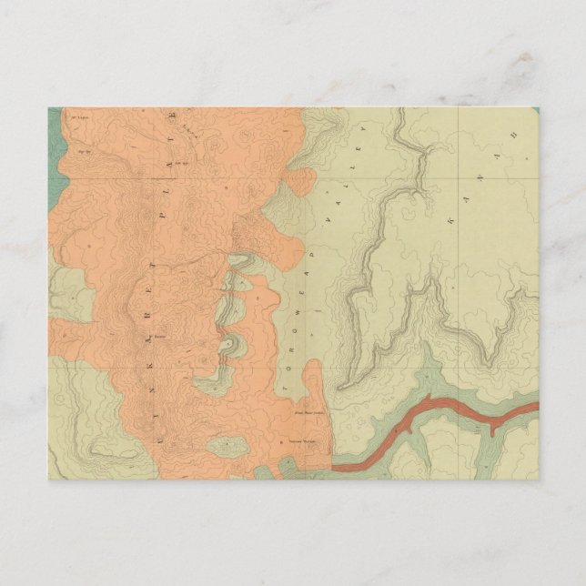 Cartão Postal Mapa Do Planalto De Uinkaret, Metade Sul (Frente)