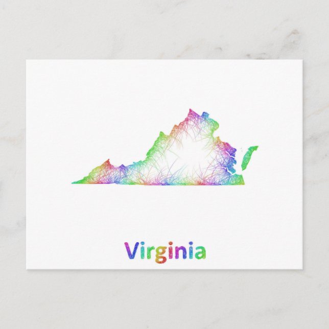 Cartão Postal Mapa do Rainbow Virginia (Frente)