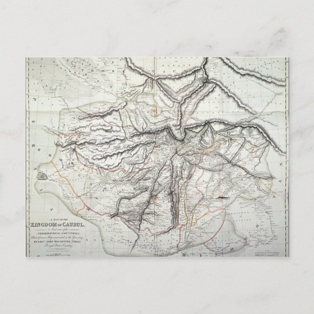 Cartão Postal Mapa do Reino de Cabul (Frente)