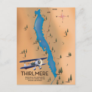 Cartão Postal Mapa do Reservatório de Thirlmere Lake District