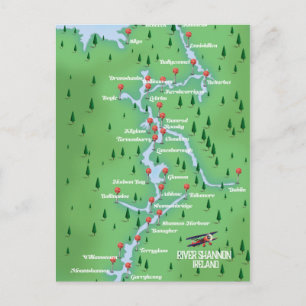 Cartão Postal Mapa do rio Shannon Irlanda