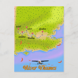 Cartão Postal Mapa do rio Tâmisa Londres Inglaterra