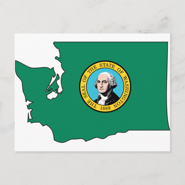Cartão Postal Mapa do Sinalizador de Washington (Frente)